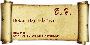 Boberity Héra névjegykártya
